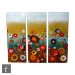 Mark Briggs - 'Field of Poppies' - A contemporary wall mounted glass triptych sculpture