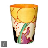 Clarice Cliff - Summerhouse - A lemonade beaker circa 1932 hand painted with a stylised garden