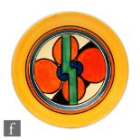 Clarice Cliff - Picasso Flower A circular side plate circa 1929 hand painted with a stylised