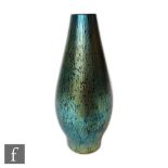 Loetz - An early 20th Century Papillon vase of footed tapered form with an all over green petrol