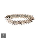 Anton Michelsen - A post war Danish Sterling Silver necklace formed from thirty five elliptical leaf
