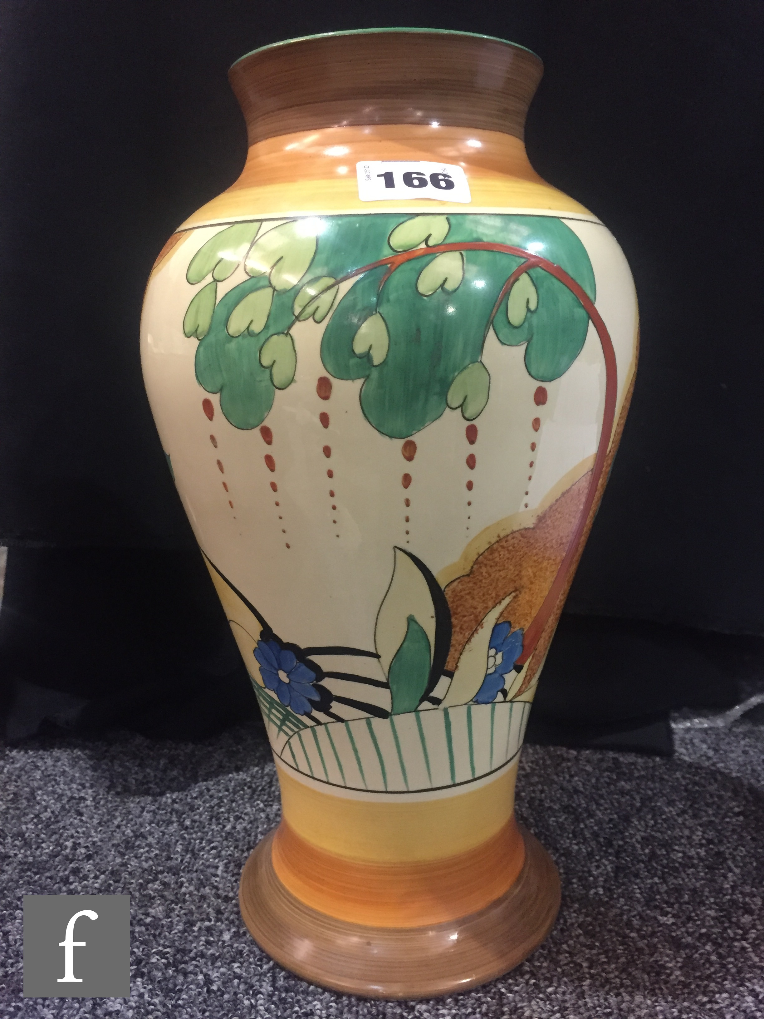 Clarice Cliff - Cornwall - A large shape 14 Mei Ping vase circa 1933 hand painted with a stylised - Image 2 of 7