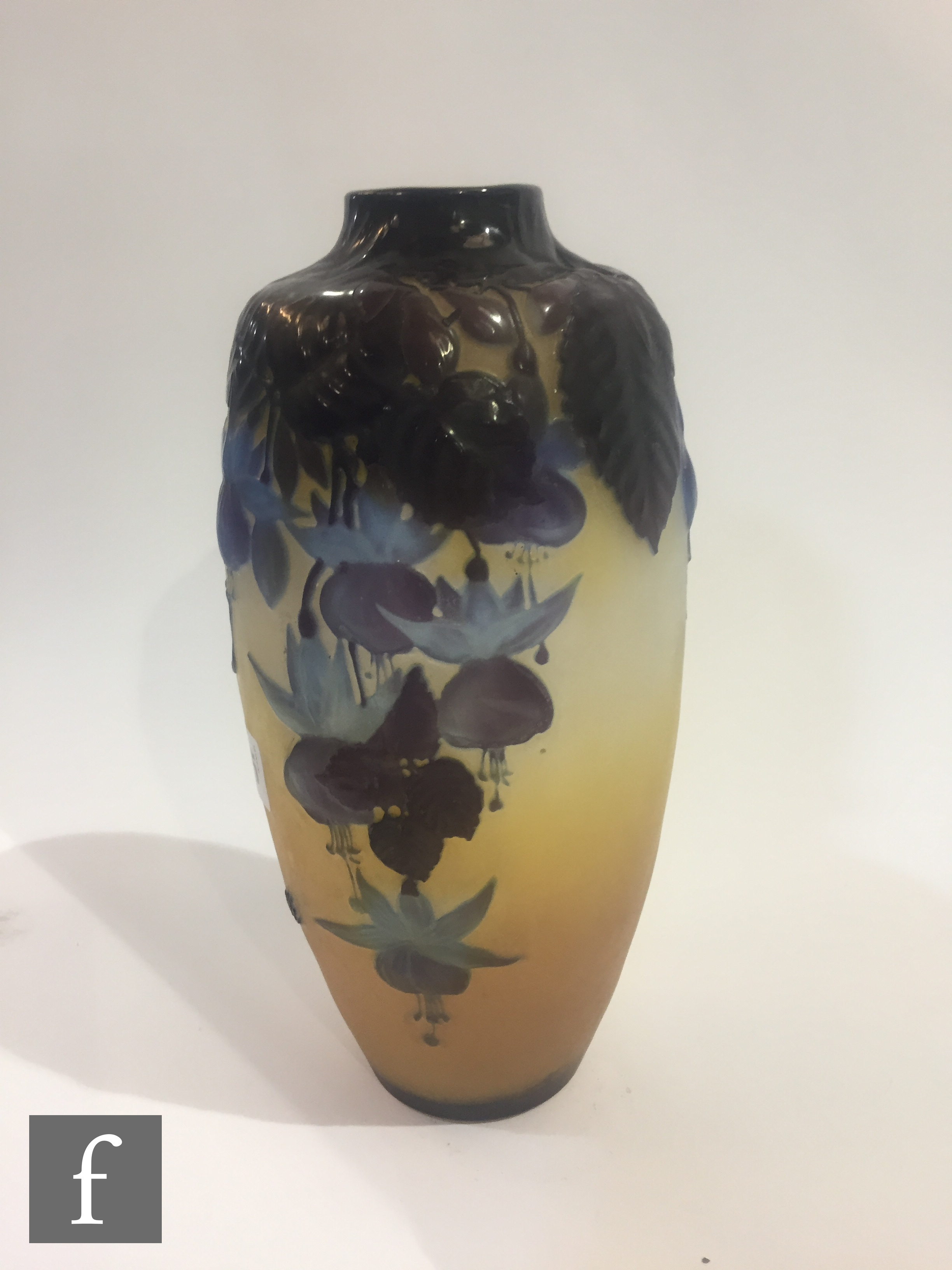 Emille Galle - A 'blow out' cameo glass vase circa 1900 of shouldered ovoid form with a shallow - Image 5 of 8