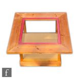 John Makepeace - A pine framed collector's or occasional table of square form, with a glazed cabinet