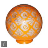 Unknown - A large French 1920s cameo glass lamp shade of spherical form with a lipped rim, cased