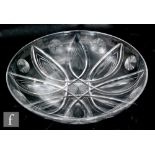 John Luxton - Stuart & Sons - A large mid 20th Century clear cut crystal bowl of shallow circular