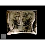 Jan Cerny - A 1970s cast glass sculptural block, cut polished and acid etched with a stylised man