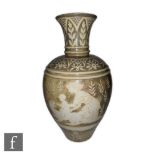 William de Morgan - A large late 19th Century vase of bulbous form with flared collar neck decorated