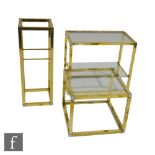 Unknown - A nest of three occasional tables, with lacquered brass and steel square tubular frames