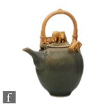 Bridget Drakeford - A contemporary studio pottery tea kettle of ovoid form with a squat spout and