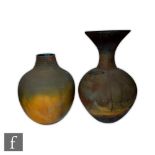 Simon Rich - Two contemporary studio pottery vases, the first of globe and flared shaft form, the
