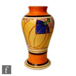 Clarice Cliff - Melon - A small shape 14 Mei Ping vase circa 1930 hand painted with a band of
