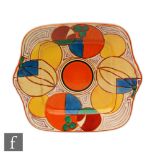 Clarice Cliff - Melon - A twin handled serving plate circa 1929 hand painted in an abstract fruit