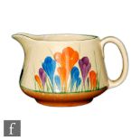 Clarice Cliff - Crocus - A Crown shape jug circa 1932 hand painted with crocus sprays with brown and