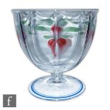 Arne Lindbolm and Eva Englund - Orrefors - A footed glass bowl enamel decorated in the Maja