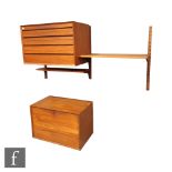 Poul Cadovius - Cado - A part teak modular wall unit comprising fall-front record cabinet and