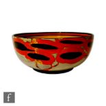 Clarice Cliff - Applique Red Tree - A large Holborn shape fruit bowl circa 1930, hand painted to the