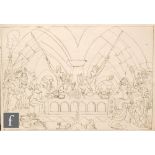 Albert Wainwright (1898-1943) - Medieval banquet, a stage design, pencil and ink drawing,