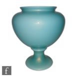 Barovier & Toso - A large Italian Murano glass pedestal vase circa 1970, the swollen ovoid bowl with