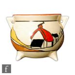Clarice Cliff - House & Bridge - A small cauldron circa 1932 hand painted with a stylised cottage