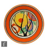 Clarice Cliff - Circle Tree - A circular side plate hand painted with a stylised tree within