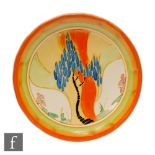 Clarice Cliff - Windbells - A wave edged plate circa 1932 hand painted with a stylised tree