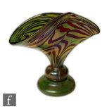 Poschinger - An early 20th Century glass vase circa 1910 of compressed fan form above a stepped