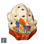 Clarice Cliff - Crocus - A flower block circa 1930, hand painted with crocus sprays with green and