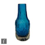 Geoffrey Baxter - Whitefriars - A Textured range Bottle vase, pattern number 9730 in Kingfisher
