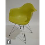 Charles and Ray Eames - Vitra - A late 20th Century lime green DAR armchair, the 'Eames Plastic