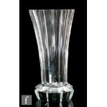 Moser - A 1970s Unity crystal glass vase, the octagonal form base, rising to a faceted trumpet