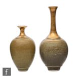 Bridget Drakeford - Two contemporary studio pottery vases, each of tapering ovoid form and glazed in