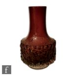 Geoffrey Baxter - Whitefriars - A Textured range Mallet vase, pattern number 9818 in Aubergine,