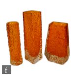 Geoffrey Baxter - Whitefriars - A Textured range Coffin vase, pattern number 9686 in Tangerine,
