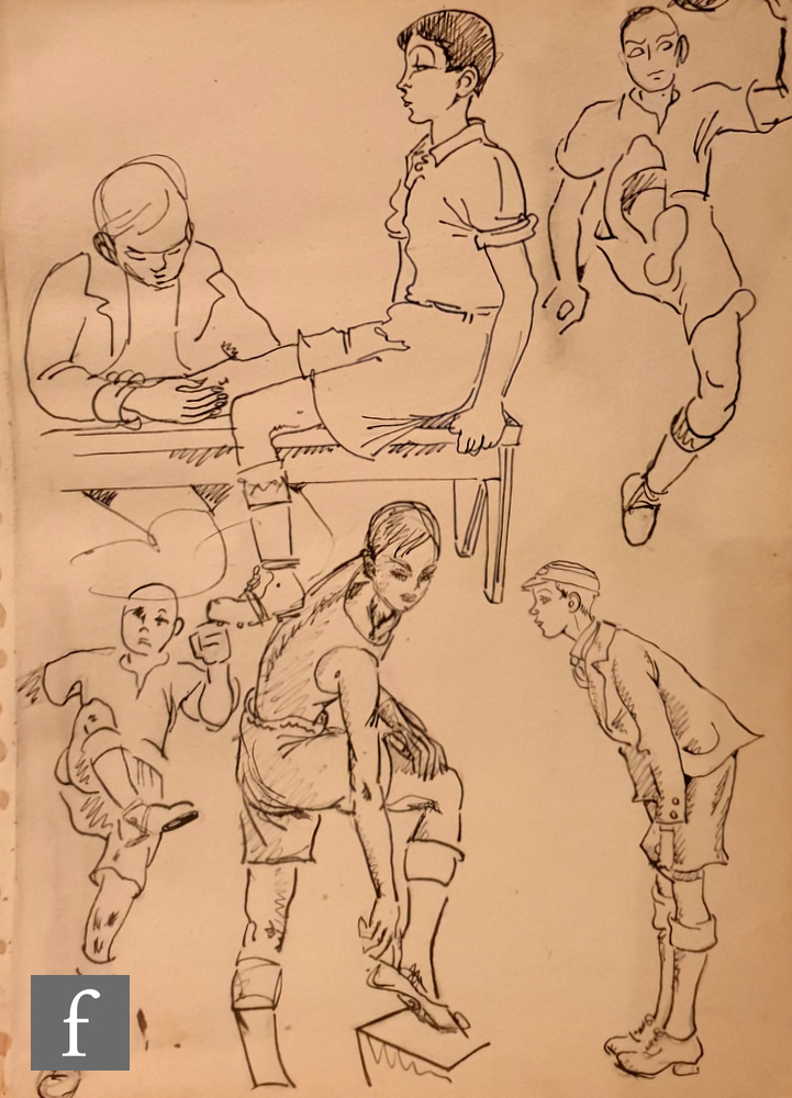 Albert Wainwright (1898-1943) - A study of young men in football, gym kit and uniform in various