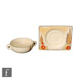 Clarice Cliff - Capri A Biarritz soup bowl and plate circa 1933 hand painted with flowers and