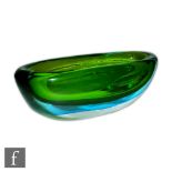 Antonio da Ros - Cenedese - A large Italian Murano sommerso glass bowl of slender oval section,