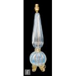 Barovier & Toso - A mid 20th century Italian Murano glass lamp, in clear crystal with gold
