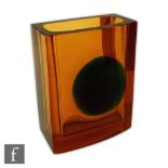Pavel Hlava - Exbor - A Czech glass vase circa 1960 of rounded rectangular form decorated with a