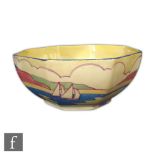 Clarice Cliff - Gibraltar - An octagonal fruit bowl circa 1931, hand painted with sailing boats at