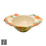 Clarice Cliff - Delecia Peaches - A Daffodil shape grapefruit bowl circa 1932 hand painted to the