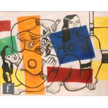 Manner of Fernand Leger - Two nudes, oil on artist's board, bears false signature verso, framed,