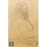 Charles James McCall (1907-1989) - Sketch of a seated woman with hand raised to her cheek, pencil