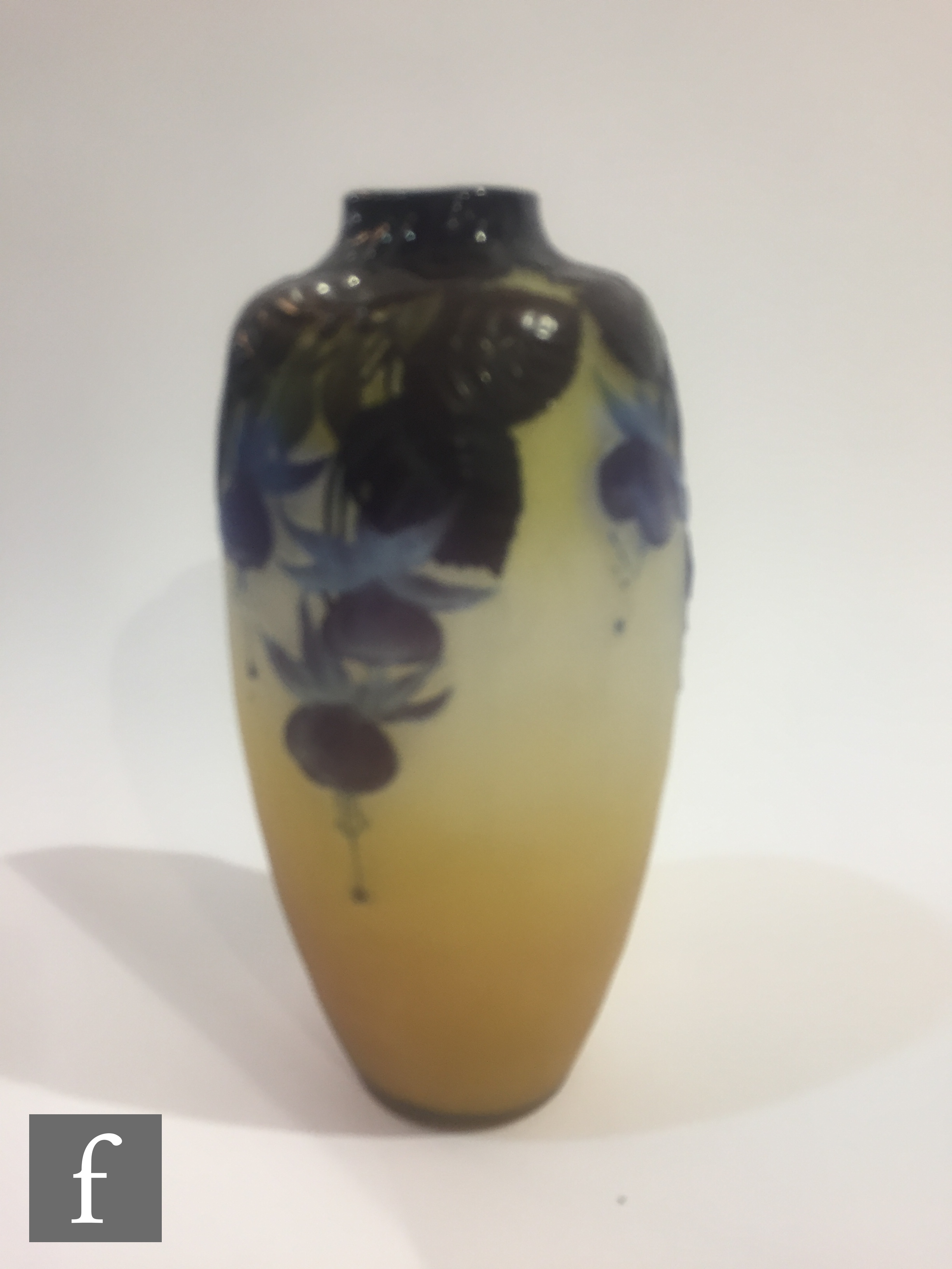 Emille Galle - A 'blow out' cameo glass vase circa 1900 of shouldered ovoid form with a shallow - Image 2 of 8