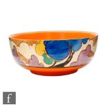 Clarice Cliff - Blue Autumn - A Holborn shape fruit bowl circa 1931 hand panted with a triple