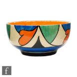 Clarice Cliff - Double V A Holborn shape fruit bowl circa 1929 hand painted with a double V and