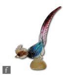 Unknown - A post war Italian Murano glass sculpture, formed as a stylised fowl, the head and tail