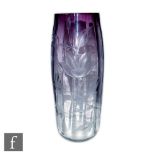 Moser - A large early 20th Century crystal glass vase circa 1910 of swollen cylinder form with