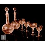 In the manner of Baccarat - A suite of French glassware to include ten liquor glasses, ten white