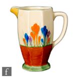 Clarice Cliff - Crocus - An Athens shape jug circa 1931, hand painted with Crocus sprays with